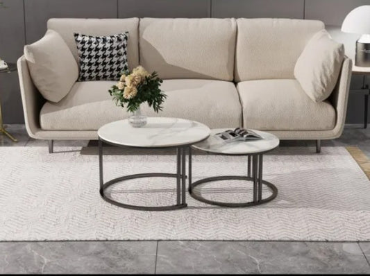 Masuta pentru living 50 x 50 x 39,5 cm / 70 x 70 x 43,5 cm - alb cu negru / alb cu auriu