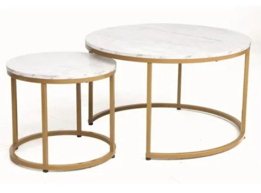 Masuta pentru living 50 x 50 x 39,5 cm / 70 x 70 x 43,5 cm - alb cu negru / alb cu auriu