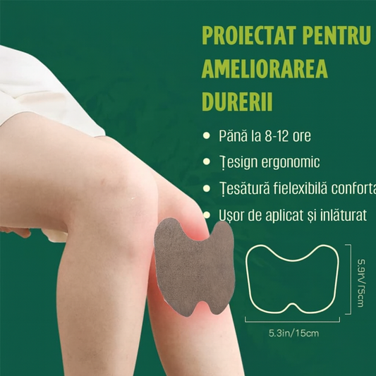 Set 10 plasturi pentru dureri de genunchi – Ameliorare rapidă 30 min, efect 8 ore, ingrediente naturale, încălzire terapeutică