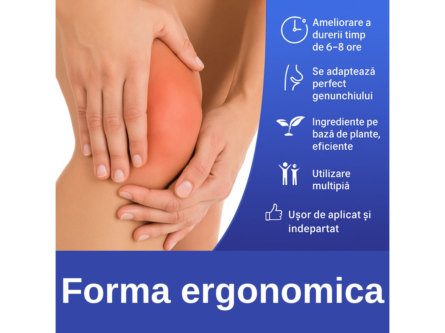 Set 10 plasturi pentru dureri de genunchi – Ameliorare rapidă 30 min, efect 8 ore, ingrediente naturale, încălzire terapeutică