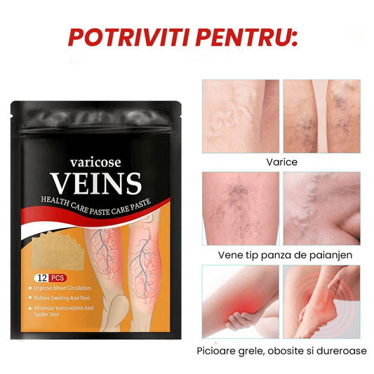 Plasturi pentru Varice – Tratament Natural Rapid | Ameliorare Varice - 12 plasturi